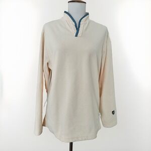 Vtg Kuhl Alf Sweatshirt Womens Small Ivory Fleece Thumb Holes